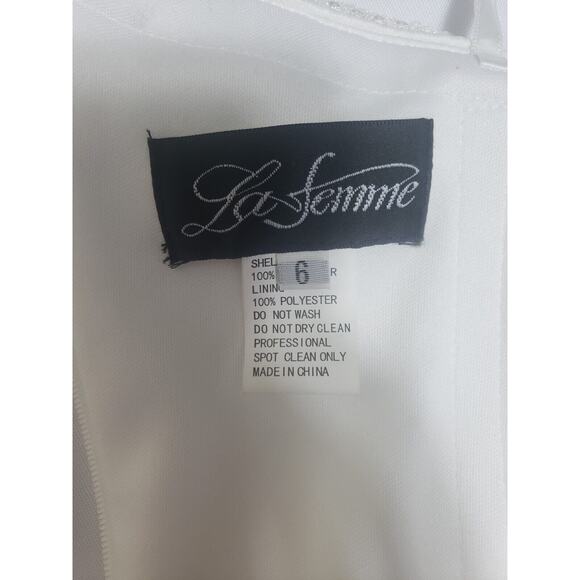 La Femme White Sequin Bodycon One Shoulder Gown sz 6 Fairy Whimsicle Romantic - Picture 7 of 11